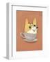Dog in a teacup - Hannah Stephey Cartoon Dog Print-Hannah Stephey-Framed Art Print