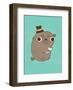 Dog in a top hat with a cup of tea - Hannah Stephey Cartoon Dog Print-Hannah Stephey-Framed Art Print