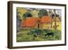 Dog in Front of Thatched Huts, 1892-Paul Gauguin-Framed Giclee Print