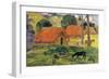Dog in Front of Thatched Huts, 1892-Paul Gauguin-Framed Giclee Print