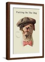 Dog in Hat and Bow Tie Smoking a Cigar-null-Framed Art Print