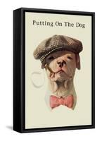 Dog in Hat and Bow Tie Smoking a Cigar-null-Framed Stretched Canvas