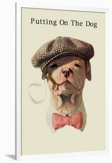 Dog in Hat and Bow Tie Smoking a Cigar-null-Framed Art Print