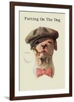 Dog in Hat and Bow Tie Smoking a Cigar-null-Framed Art Print