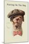 Dog in Hat and Bow Tie Smoking a Cigar-null-Mounted Art Print