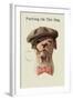 Dog in Hat and Bow Tie Smoking a Cigar-null-Framed Art Print