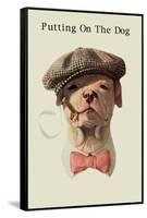 Dog in Hat and Bow Tie Smoking a Cigar-null-Framed Stretched Canvas