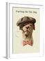 Dog in Hat and Bow Tie Smoking a Cigar-null-Framed Art Print