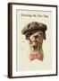 Dog in Hat and Bow Tie Smoking a Cigar-null-Framed Art Print