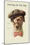 Dog in Hat and Bow Tie Smoking a Cigar-null-Mounted Art Print