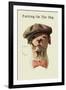 Dog in Hat and Bow Tie Smoking a Cigar-null-Framed Art Print