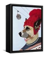 Dog in Ski Sweater-Fab Funky-Framed Stretched Canvas