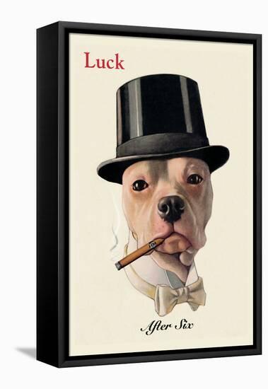 Dog in Top Hat Smoking a Cigar-null-Framed Stretched Canvas