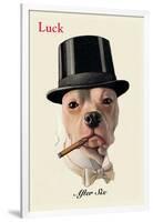 Dog in Top Hat Smoking a Cigar-null-Framed Art Print