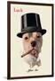 Dog in Top Hat Smoking a Cigar-null-Framed Art Print