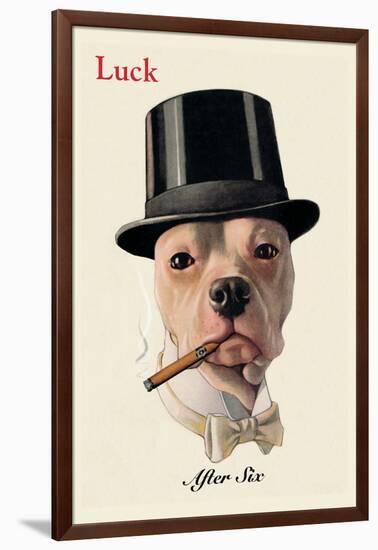 Dog in Top Hat Smoking a Cigar-null-Framed Art Print