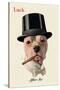 Dog in Top Hat Smoking a Cigar-null-Stretched Canvas