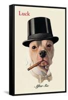 Dog in Top Hat Smoking a Cigar-null-Framed Stretched Canvas