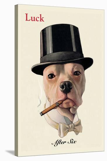 Dog in Top Hat Smoking a Cigar-null-Stretched Canvas