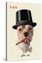 Dog in Top Hat Smoking a Cigar-null-Stretched Canvas