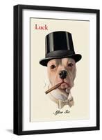 Dog in Top Hat Smoking a Cigar-null-Framed Art Print