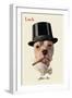 Dog in Top Hat Smoking a Cigar-null-Framed Art Print