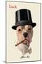Dog in Top Hat Smoking a Cigar-null-Mounted Art Print