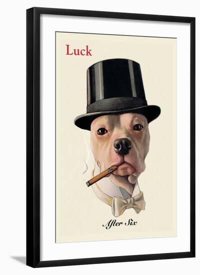 Dog in Top Hat Smoking a Cigar-null-Framed Art Print