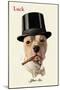 Dog in Top Hat Smoking a Cigar-null-Mounted Art Print