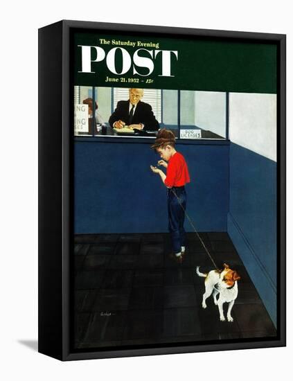 "Dog License" Saturday Evening Post Cover, June 21, 1952-George Hughes-Framed Stretched Canvas