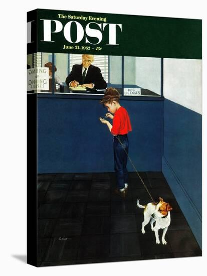 "Dog License" Saturday Evening Post Cover, June 21, 1952-George Hughes-Stretched Canvas