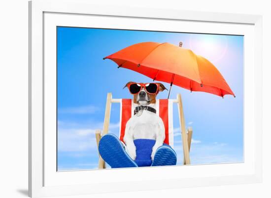 Dog Listen To Music With A Music Player-Javier Brosch-Framed Photographic Print