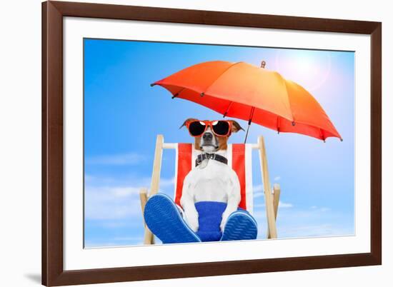 Dog Listen To Music With A Music Player-Javier Brosch-Framed Photographic Print