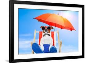 Dog Listen To Music With A Music Player-Javier Brosch-Framed Photographic Print