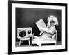 Dog Listening to Radio-null-Framed Photographic Print