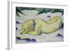 Dog Lying in the Snow, 1910/1911-Franz Marc-Framed Giclee Print