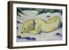 Dog Lying in the Snow, 1910/1911-Franz Marc-Framed Giclee Print