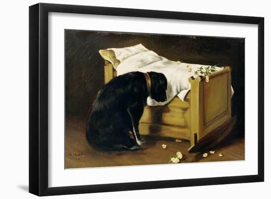 Dog Mourning its Little Master, 1866-A. Archer-Framed Giclee Print