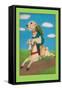 Dog on a Hobby Horse-null-Framed Stretched Canvas