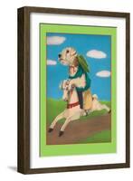 Dog on a Hobby Horse-null-Framed Art Print