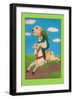Dog on a Hobby Horse-null-Framed Art Print