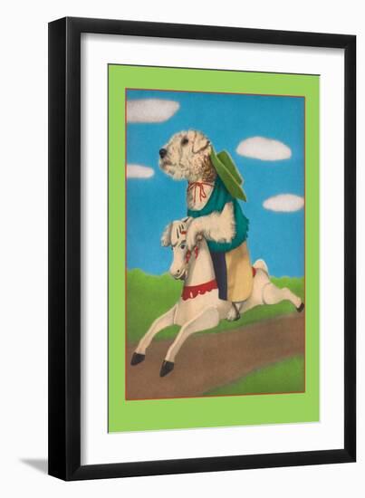 Dog on a Hobby Horse-null-Framed Art Print