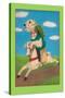 Dog on a Hobby Horse-null-Stretched Canvas