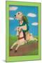 Dog on a Hobby Horse-null-Mounted Art Print
