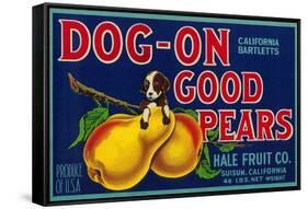 Dog On Good Pears Pear Crate Label - Suisun, CA-Lantern Press-Framed Stretched Canvas