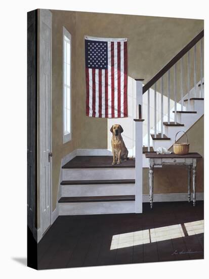 Dog on Stairs-Zhen-Huan Lu-Stretched Canvas