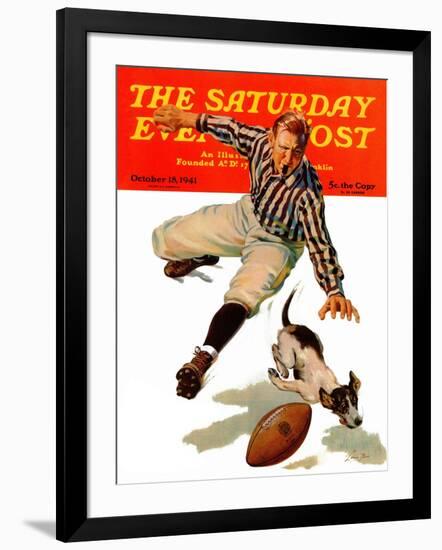 "Dog on the Field," Saturday Evening Post Cover, October 18, 1941-Lonie Bee-Framed Giclee Print