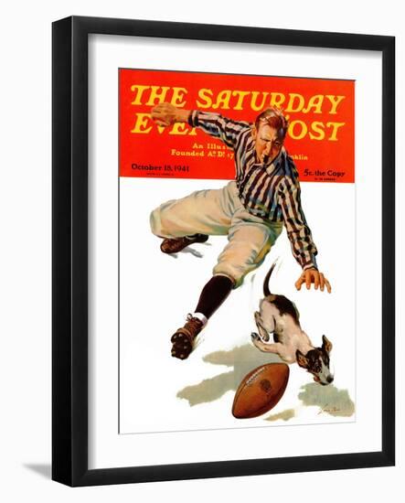 "Dog on the Field," Saturday Evening Post Cover, October 18, 1941-Lonie Bee-Framed Giclee Print