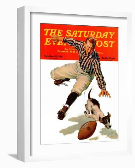 "Dog on the Field," Saturday Evening Post Cover, October 18, 1941-Lonie Bee-Framed Giclee Print