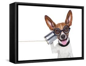 Dog on the Phone-Javier Brosch-Framed Stretched Canvas